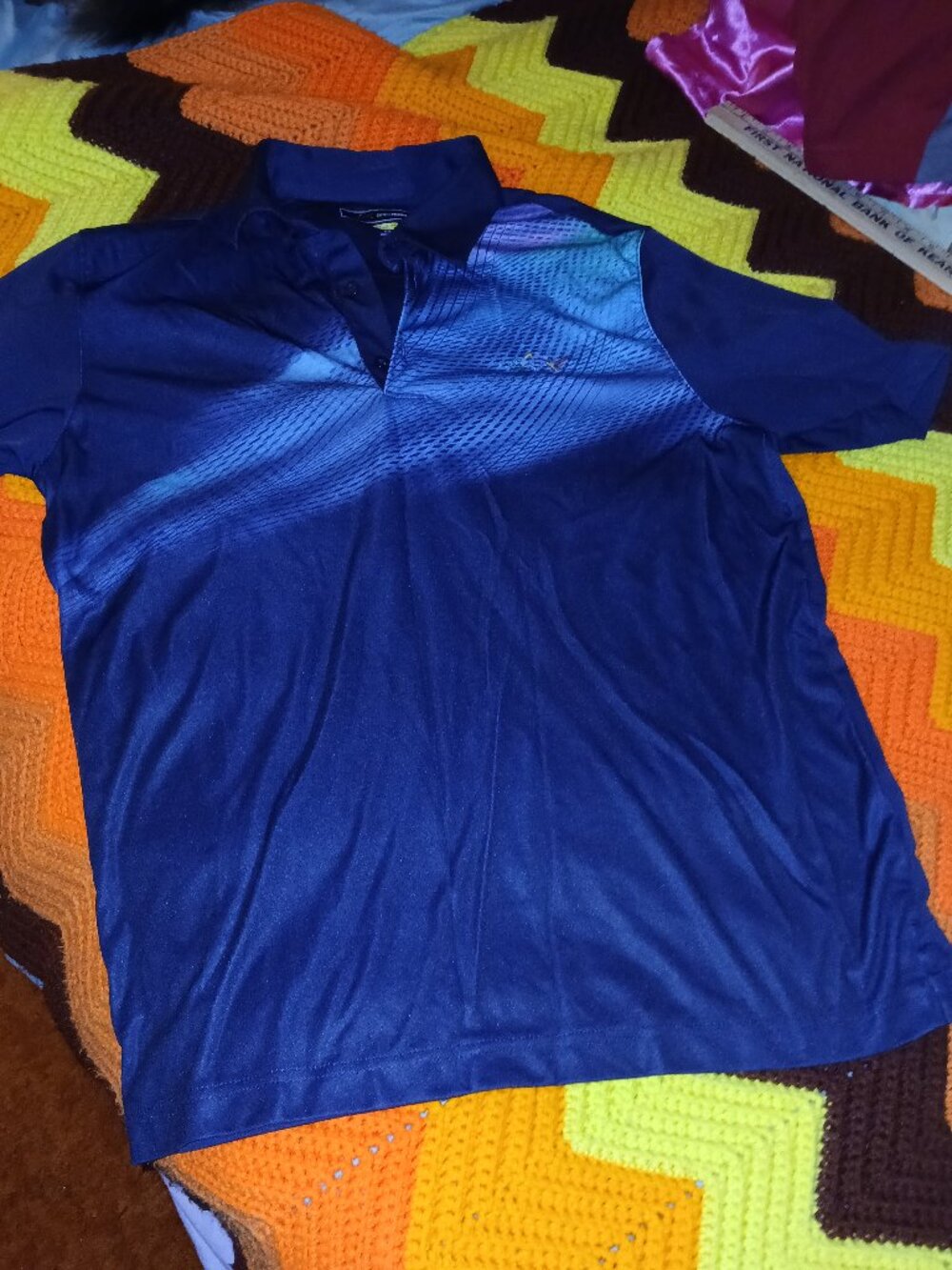 Greg Norman Collection Medium Men Play Dry Blue Tones Polo Golf Top